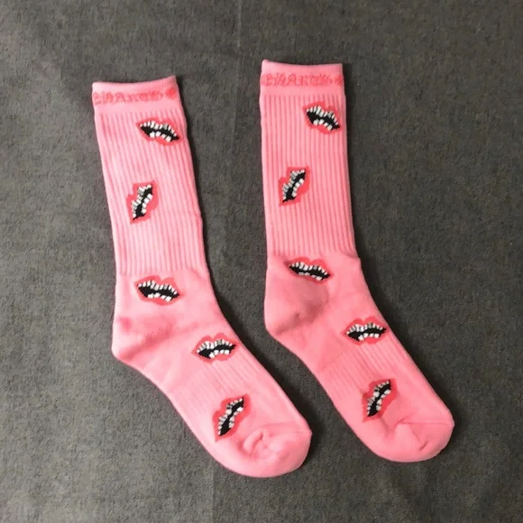 Chrome Hearts Pink Casual Socks Two-Tone Design 2 pairs - Picture 2 of 5